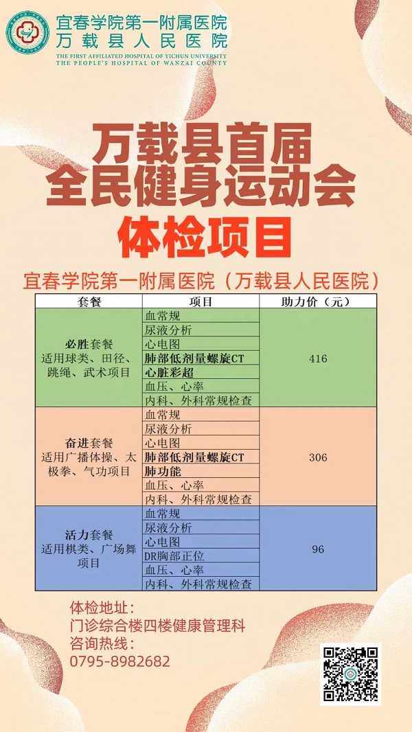 护航运动会，健康体检行&mdash;万载县首届全民健身运动会参赛人员体检项目须知